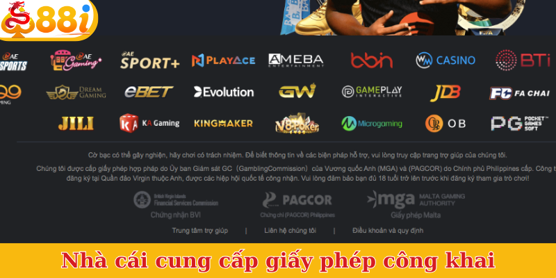 Nhà cái cung cấp giấy phép công khai